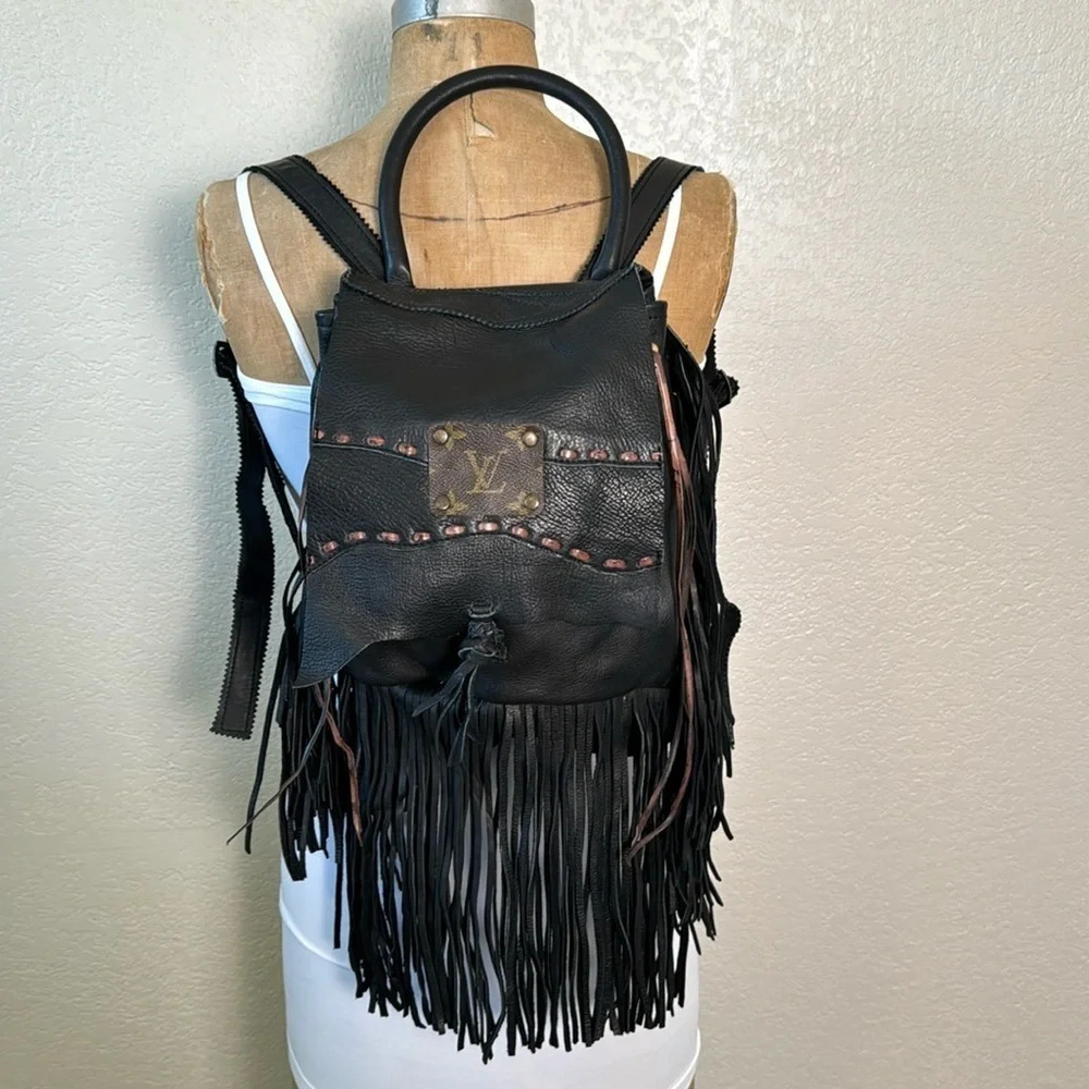 Elegant Black Fringe Backpack